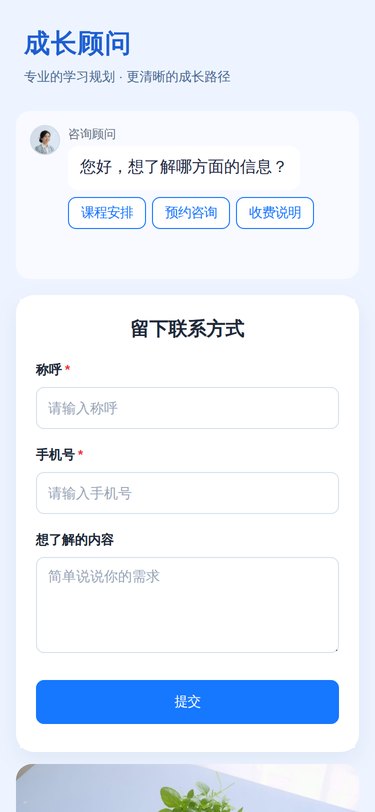 脚本咨询落地页